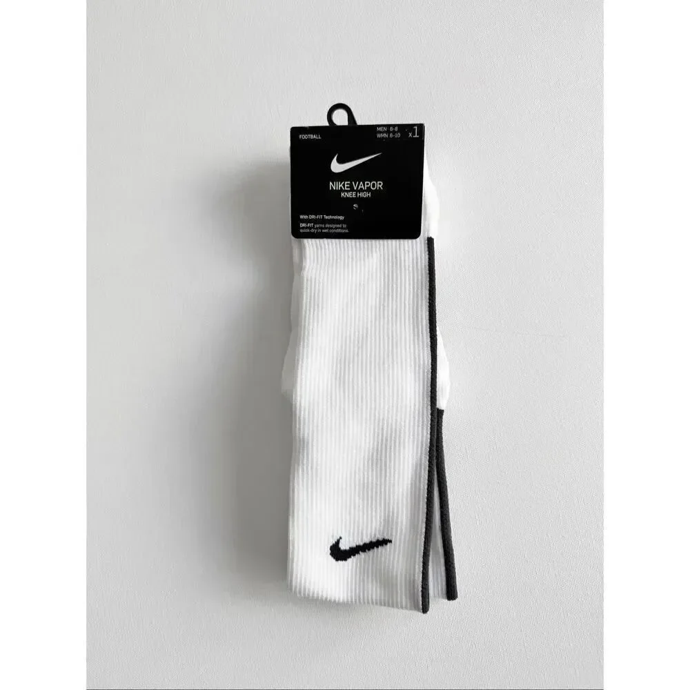 NIKE Men/ Women  Vapor Knee High football Socks size M 6-8 W 6-10 Black White